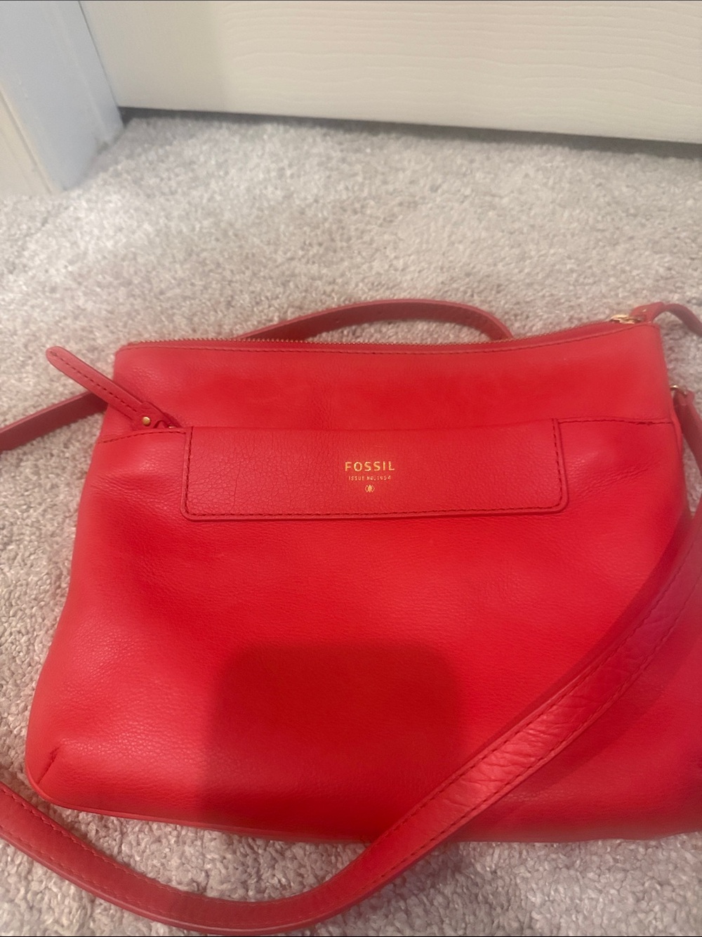 Fossil Red Leather Crossbody Bag